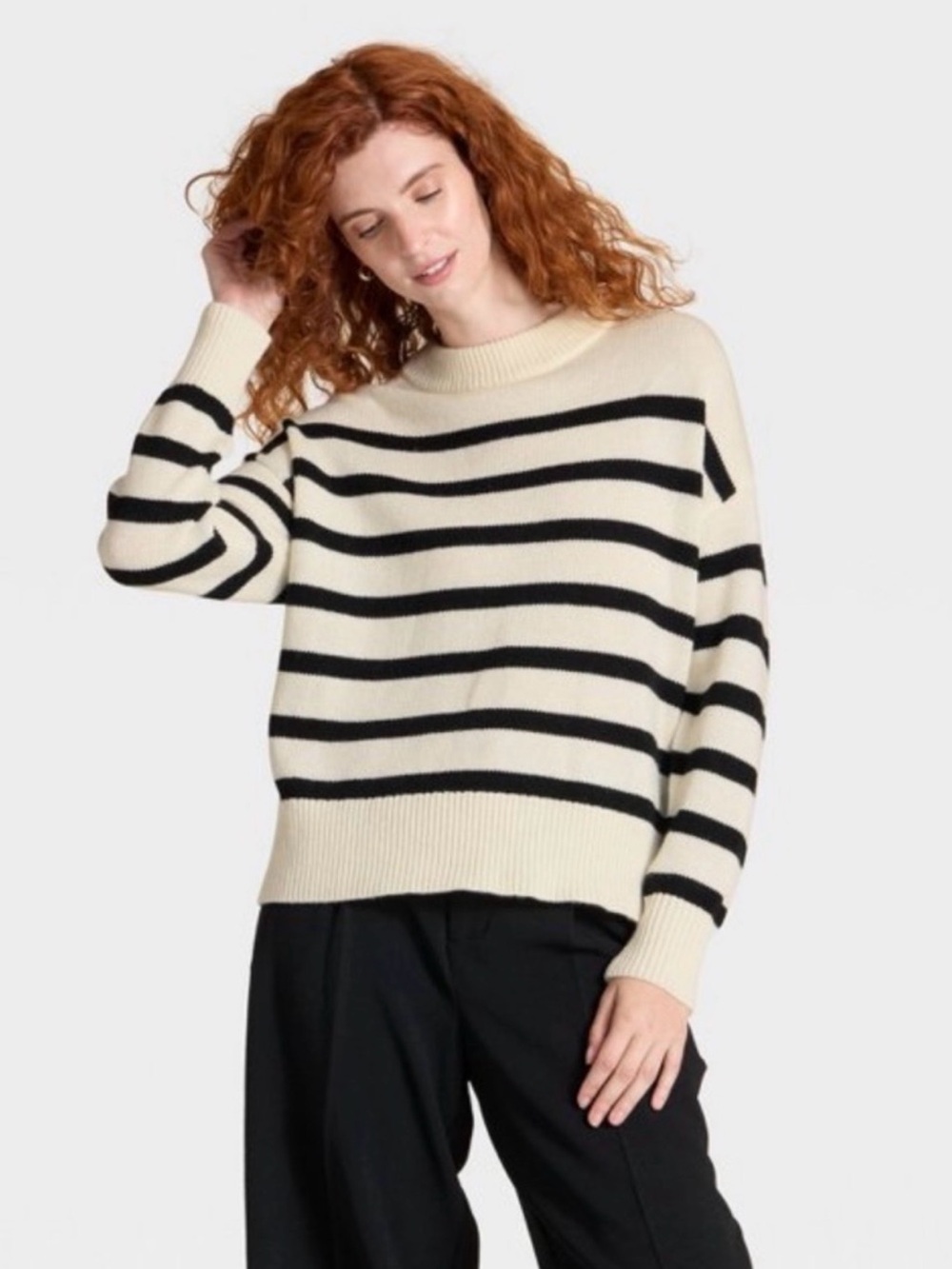 a new day Women’s Woolen Crew Pullover Sweater Cream
